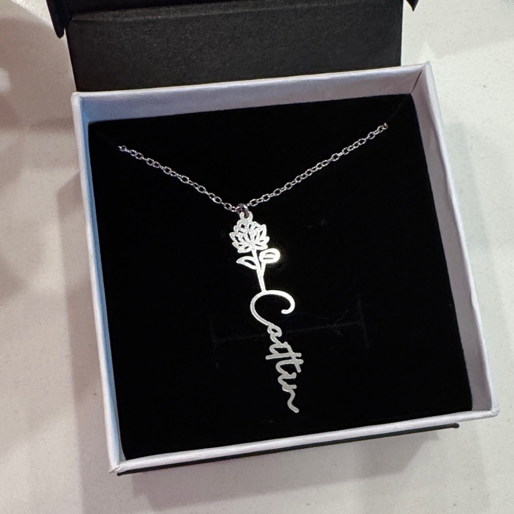 Silver Rose Pendant Necklace Caitlin